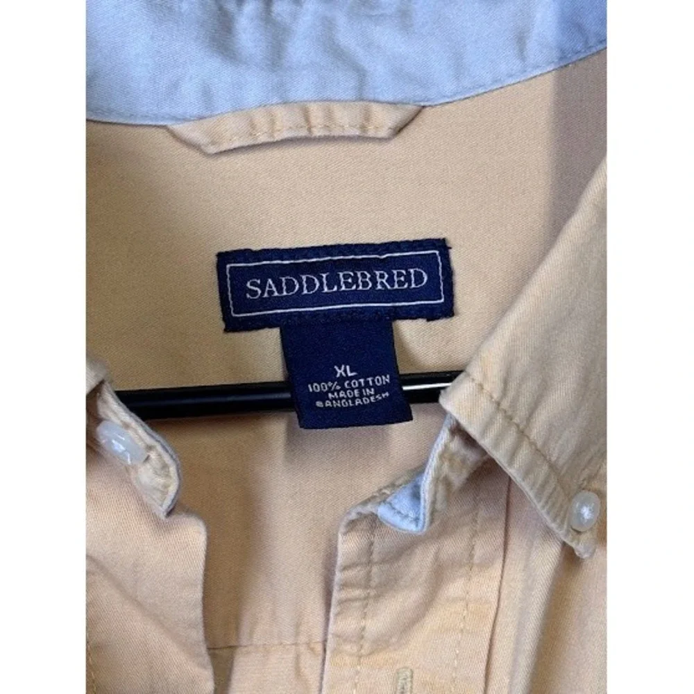 Saddlebred XL Button Down‎ Shirt Long Sleeve Peach Casual Menswear